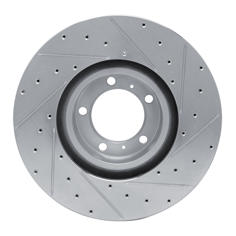 Audi RS e-Tron GT Brake Rotor (1) - Left Front - R1 Concepts - Drilled & Slotted - Silver - `10-`24